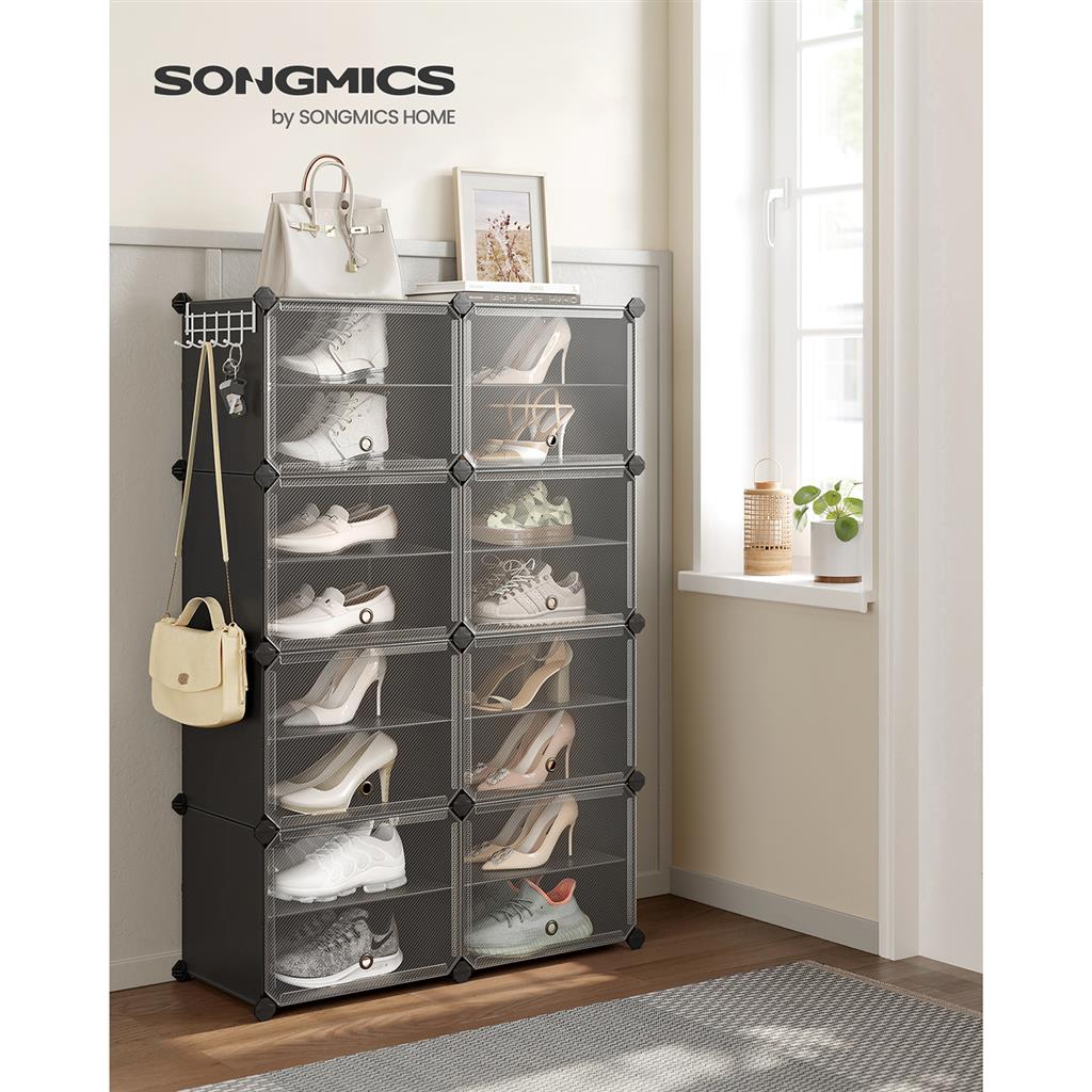 8 Cubes Shoe Organizer with Doors, Holds Up to 32 Pair of Shoes - HWLEXTRA 