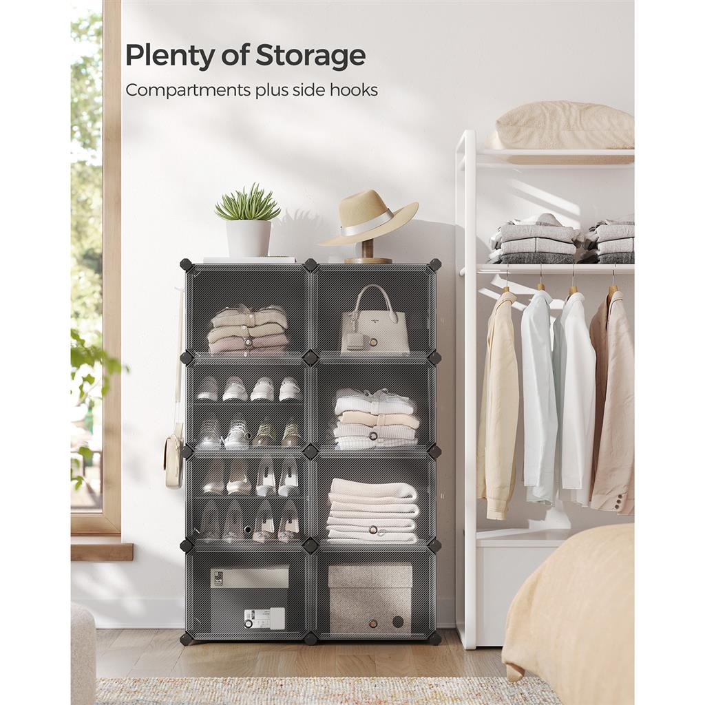 8 Cubes Shoe Organizer with Doors, Holds Up to 32 Pair of Shoes - HWLEXTRA 