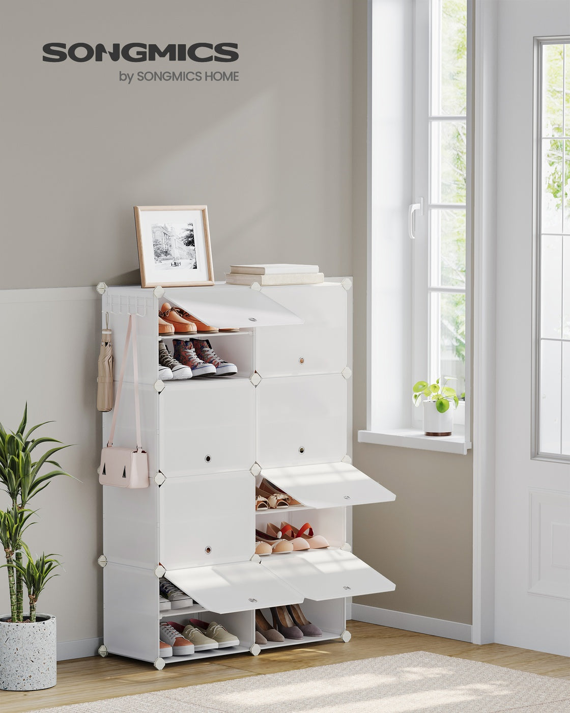 8 Cubes Shoe Organizer with Doors, Holds Up to 32 Pair of Shoes - image 86