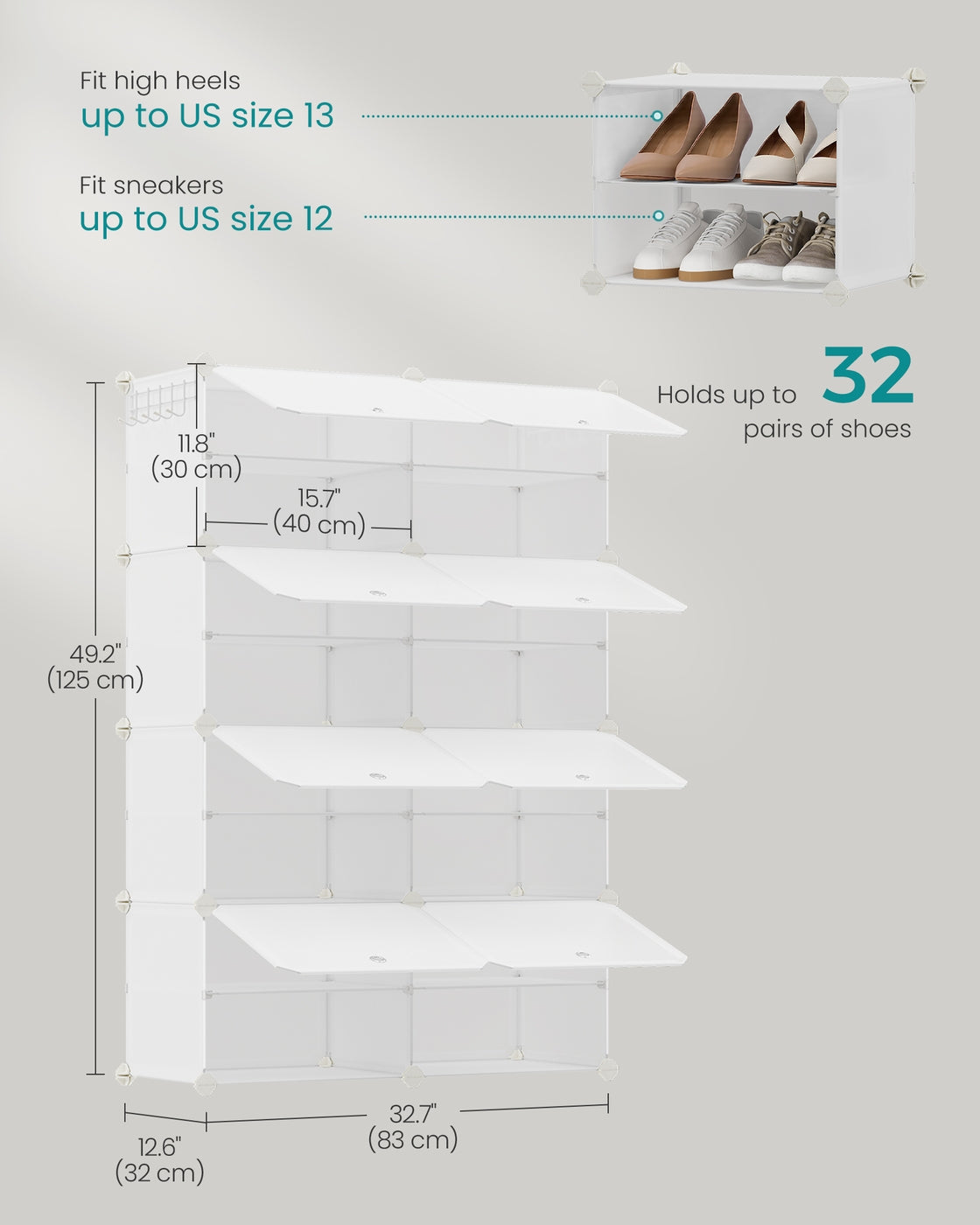 8 Cubes Shoe Organizer with Doors, Holds Up to 32 Pair of Shoes - image 87