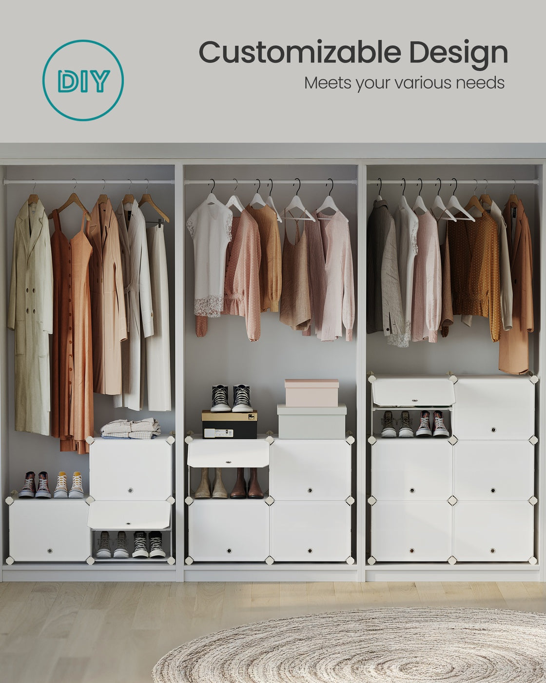 8 Cubes Shoe Organizer with Doors, Holds Up to 32 Pair of Shoes - image 89