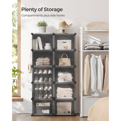10 Cubes Shoe Organizer with Doors, Holds Up to 40 Pair of Shoes - HWLEXTRA 