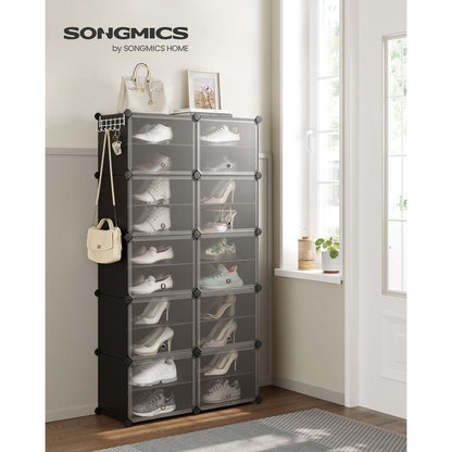 10 Cubes Shoe Organizer with Doors, Holds Up to 40 Pair of Shoes - HWLEXTRA 
