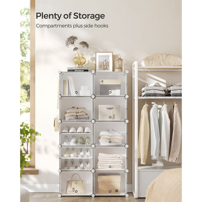 10 Cubes Shoe Organizer with Doors, Holds Up to 40 Pair of Shoes - HWLEXTRA 