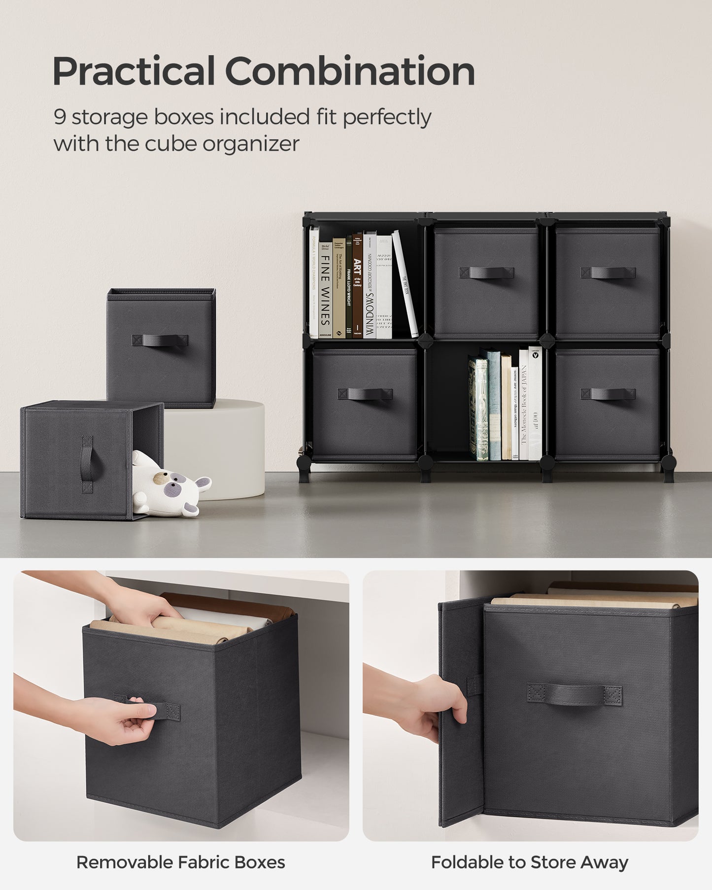 Cube Storage Organizer with Storage Boxes, Set of 6 - image 11