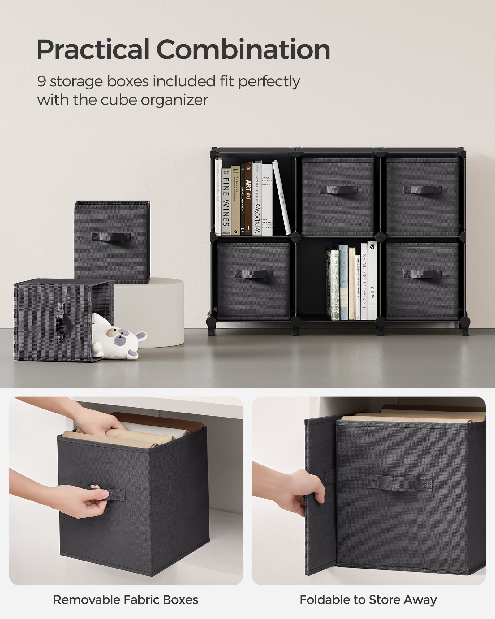 Cube Storage Organizer with Storage Boxes, Set of 6 - image 11