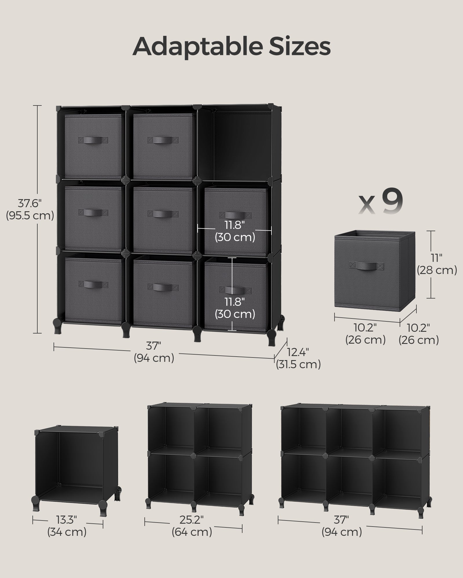 Cube Storage Organizer with Storage Boxes, Set of 6 - image 14