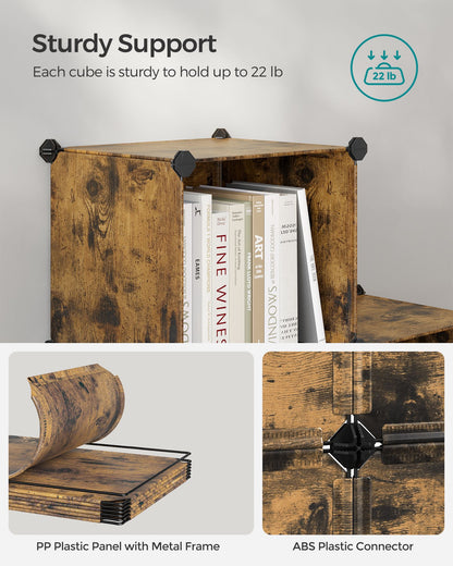 6 Cube Storage Organizer with Feet and Rubber Mallet - HWLEXTRA 