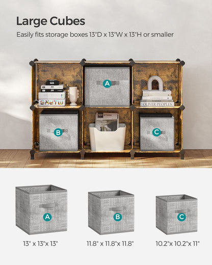 6 Cube Storage Organizer with Feet and Rubber Mallet - HWLEXTRA 