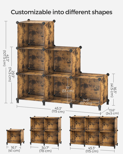 6 Cube Storage Organizer with Feet and Rubber Mallet - HWLEXTRA 