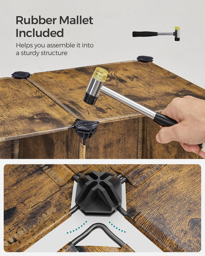 6 Cube Storage Organizer with Feet and Rubber Mallet - HWLEXTRA 