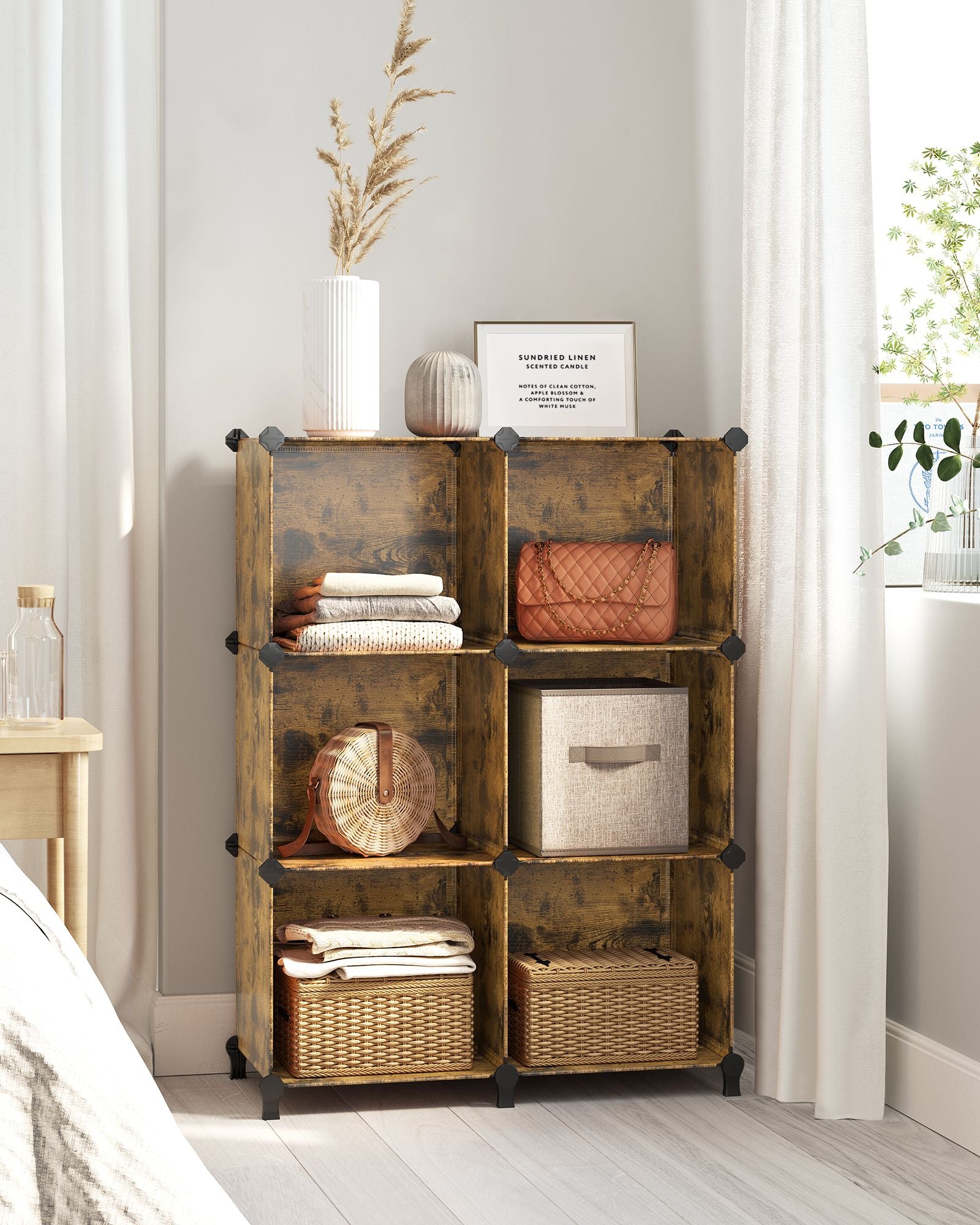 6 Cube Storage Organizer with Feet and Rubber Mallet - HWLEXTRA 