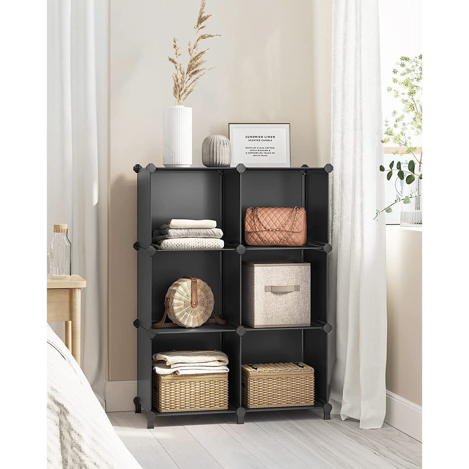 6 Cube Storage Organizer with Feet and Rubber Mallet - HWLEXTRA 