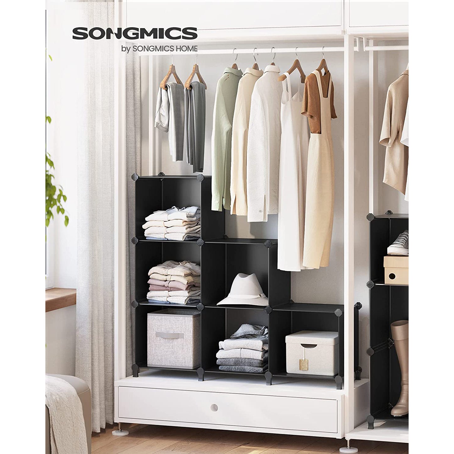 6 Cube Storage Organizer with Feet and Rubber Mallet - HWLEXTRA 