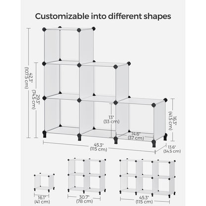 6 Cube Storage Organizer with Feet and Rubber Mallet - HWLEXTRA 