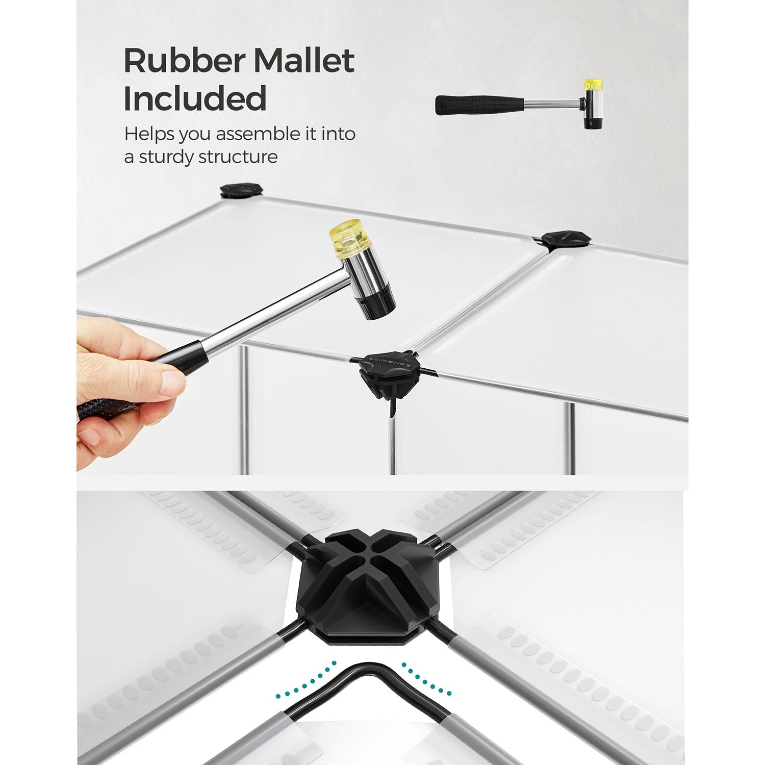 6 Cube Storage Organizer with Feet and Rubber Mallet - HWLEXTRA 