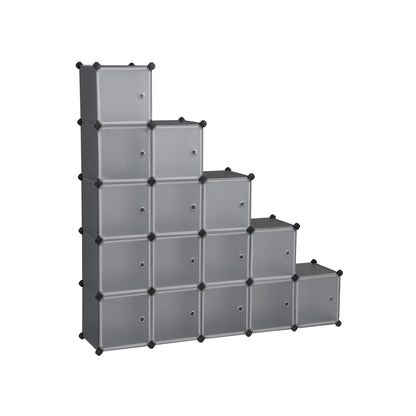 Grey Plastic Cube Storage Organiser with Doors - image 1