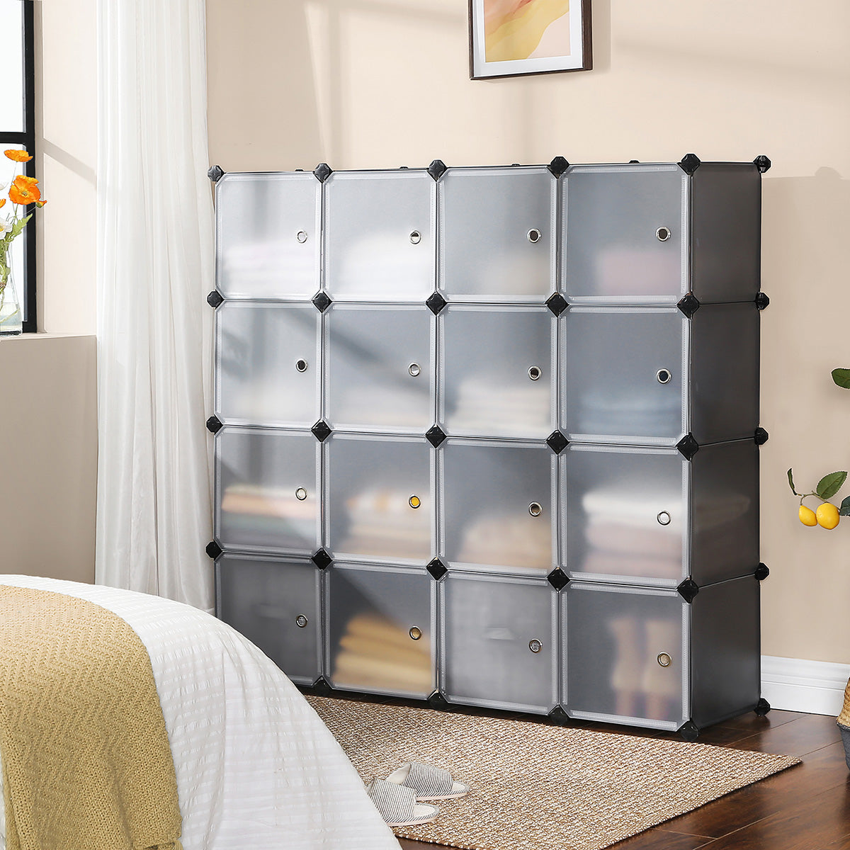 Grey Plastic Cube Storage Organiser with Doors - image 2