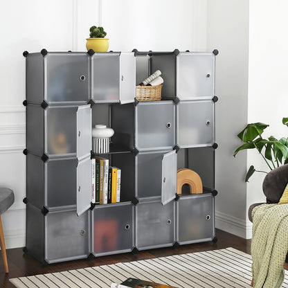 Grey Plastic Cube Storage Organiser with Doors - image 3