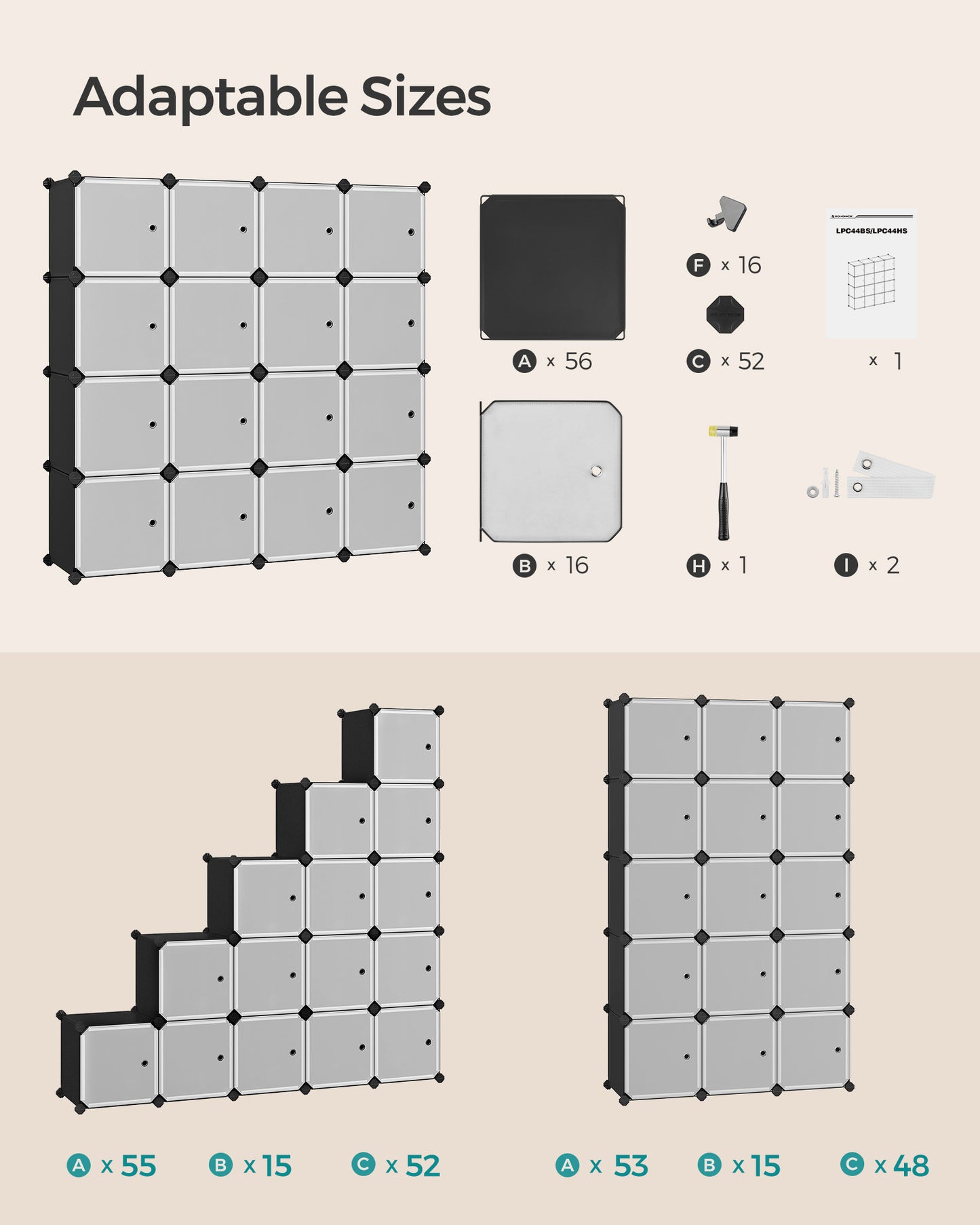 Set of 16 Plastic Cubes