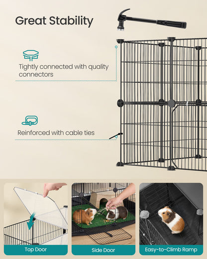 Pet Playpen, 2-Tier Steel Pen with Roof, Indoor Dog Fence, 47.2 x 23.6 x 23.6 Inches, Waterproof Mat - image 4