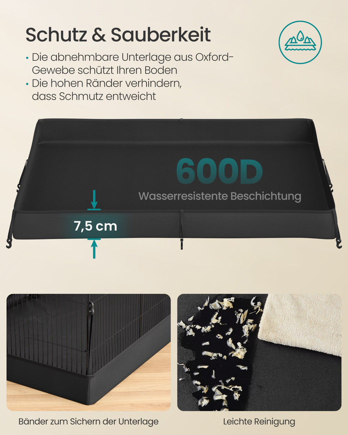 2-Tier Small Animal Playpen Cage with Waterproof Mat 35 Panels 93 x 63 x 61.5 cm Ink Black