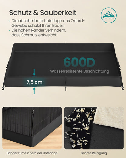 2-Tier Small Animal Playpen Cage with Waterproof Mat 35 Panels 93 x 63 x 61.5 cm Ink Black
