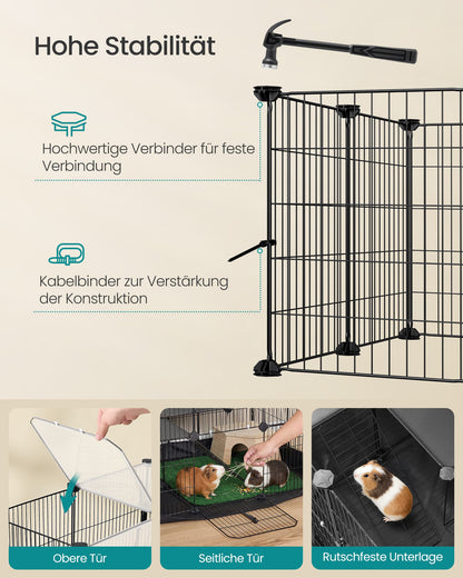2-Tier Small Animal Playpen Cage with Waterproof Mat 35 Panels 93 x 63 x 61.5 cm Ink Black