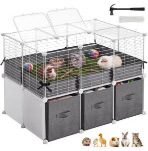 Guinea Pig Cage, 2-Tier with 3 Storage Boxes, Small Animal Playpen, 35.4 x 23.6 x 23.6 inches - image 1