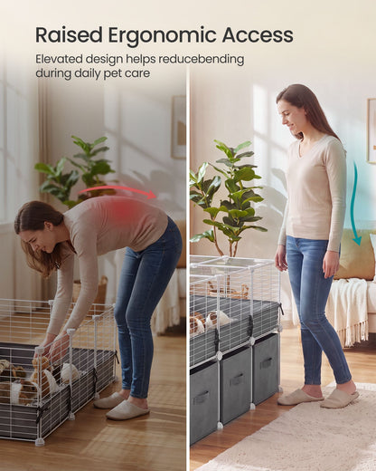 Guinea Pig Cage, 2-Tier with 3 Storage Boxes, Small Animal Playpen, 35.4 x 23.6 x 23.6 inches - image 3
