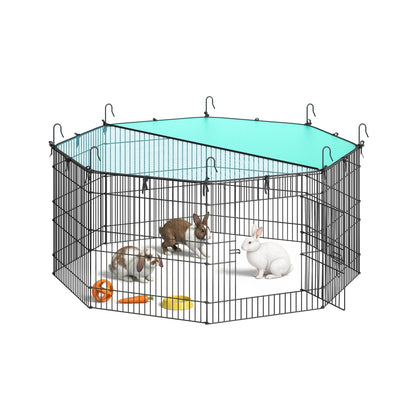 Small Animal Playpen with Roof 8 Panels 138 x 138 x 60 cm Ink Black