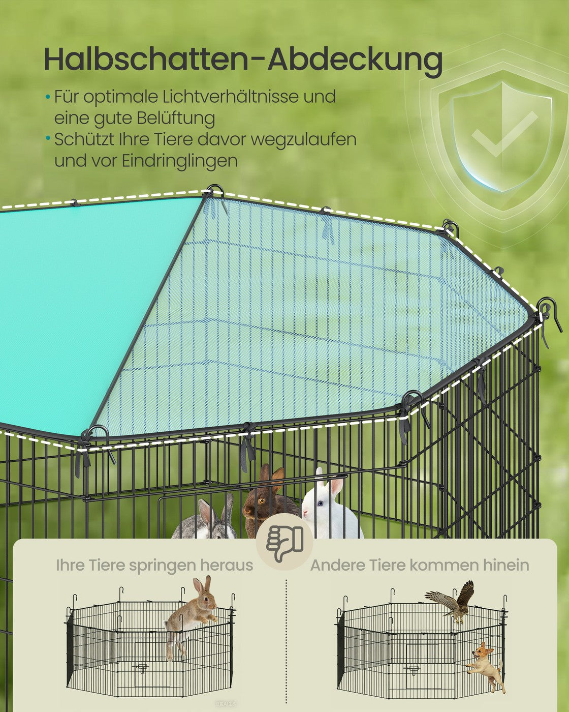Small Animal Playpen with Roof 8 Panels 138 x 138 x 60 cm Ink Black
