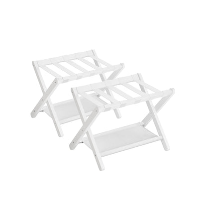 Set of 2 Luggage Racks with Storage Shelves