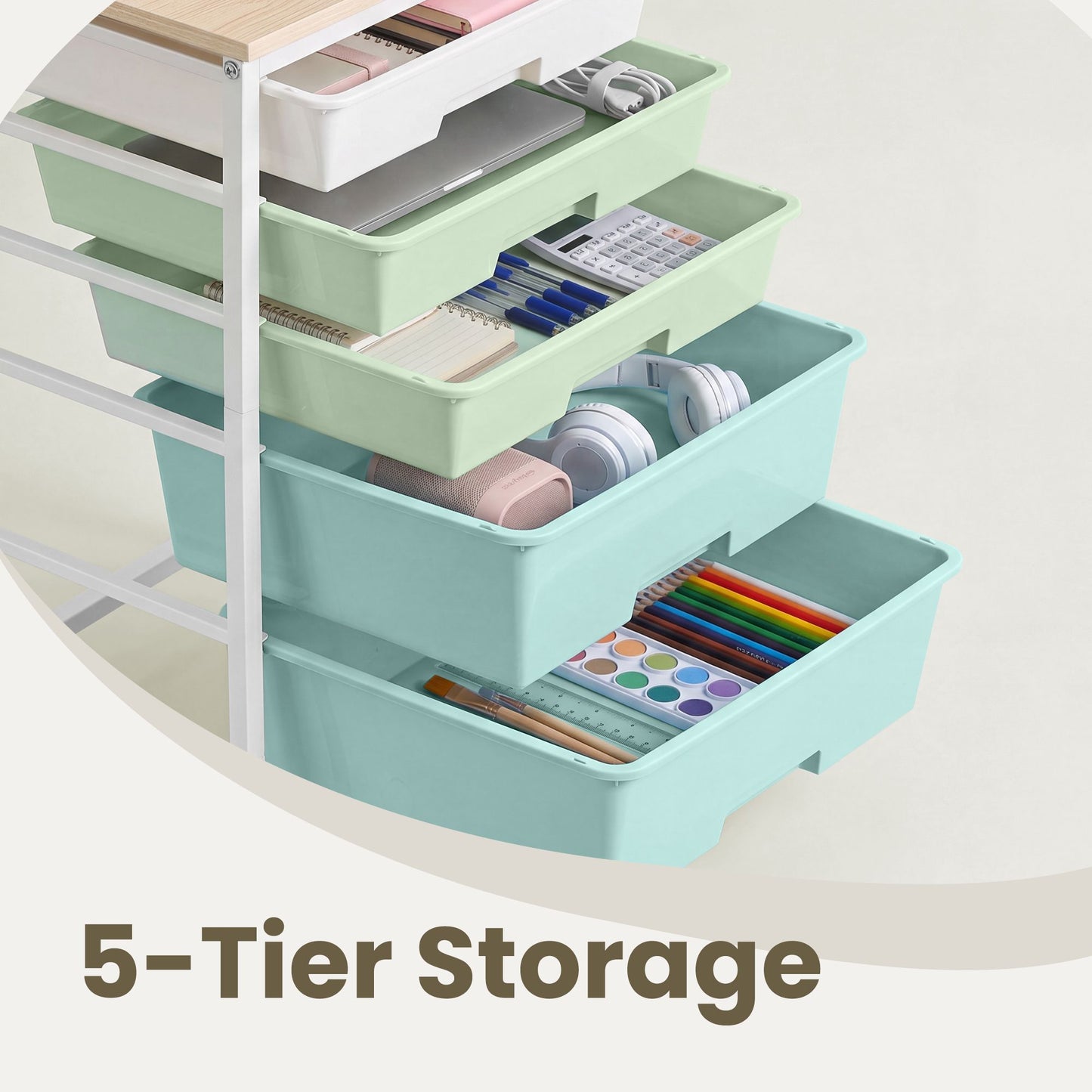 5-Drawer Rolling Storage Cart - image 5