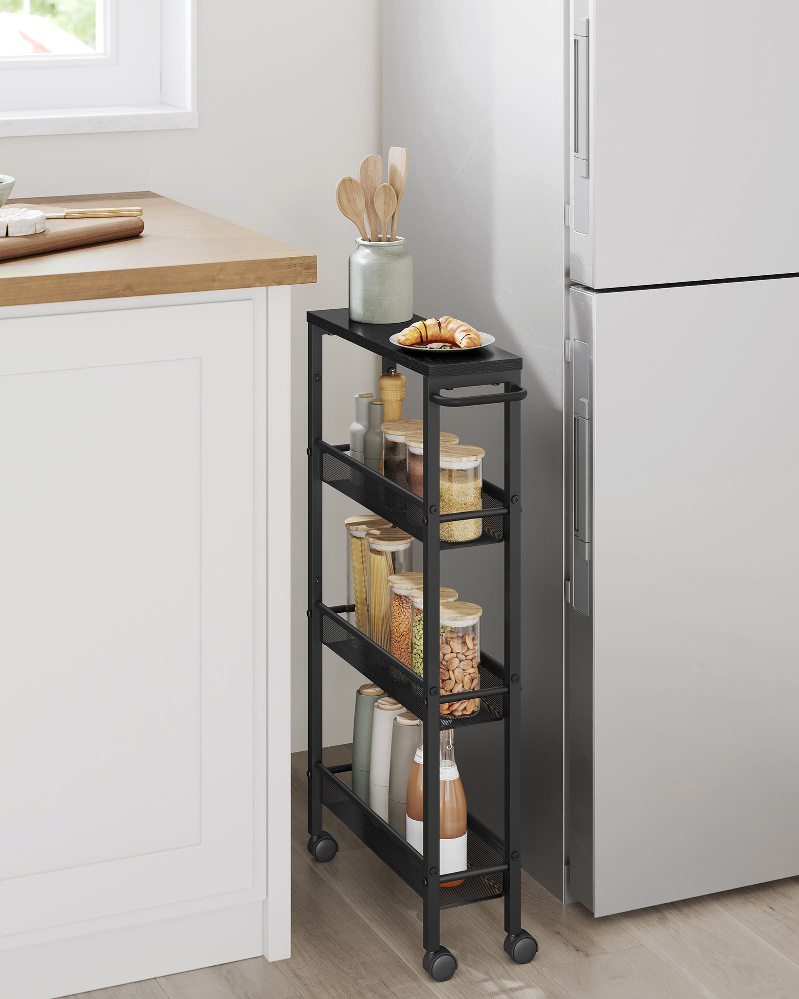 4-Tier Slim Rolling Storage Cart - HWLEXTRA 