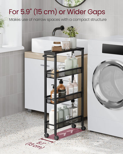 4-Tier Slim Rolling Storage Cart - HWLEXTRA 