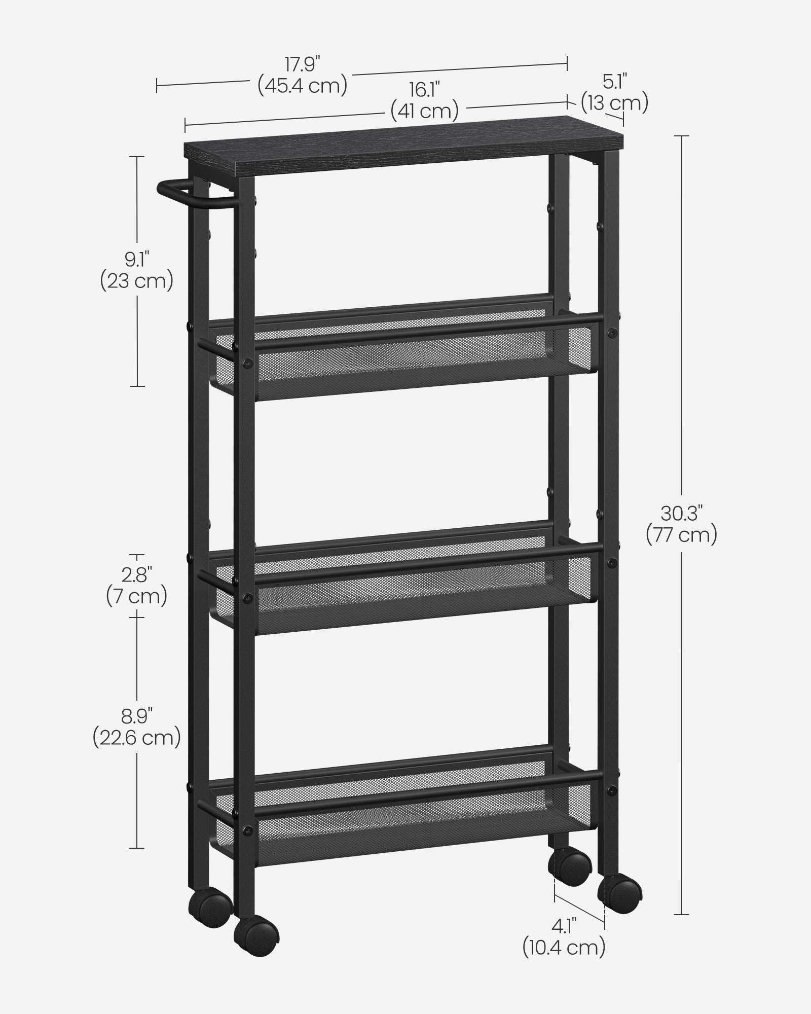 4-Tier Slim Rolling Storage Cart - HWLEXTRA 