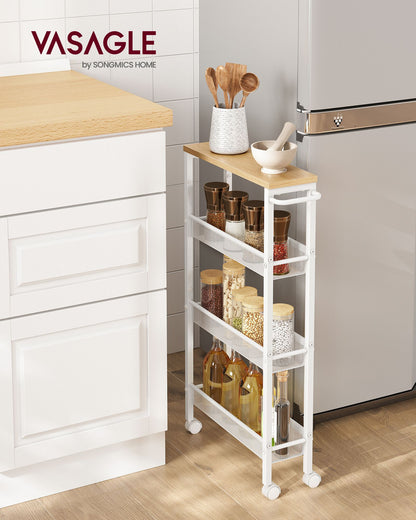 4-Tier Slim Rolling Storage Cart - HWLEXTRA 