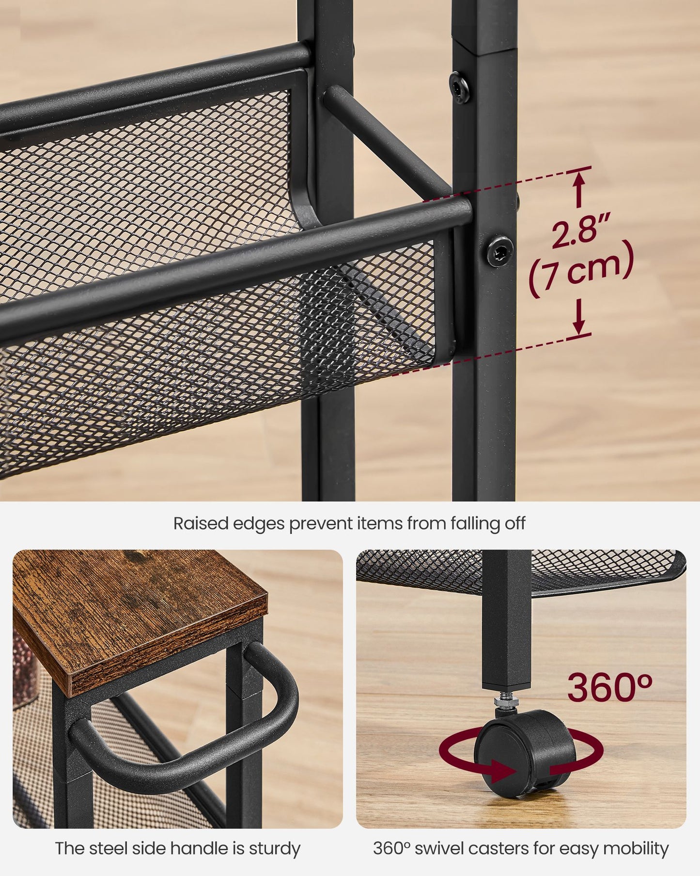 5-Tier Slim Rolling Storage Cart - HWLEXTRA 