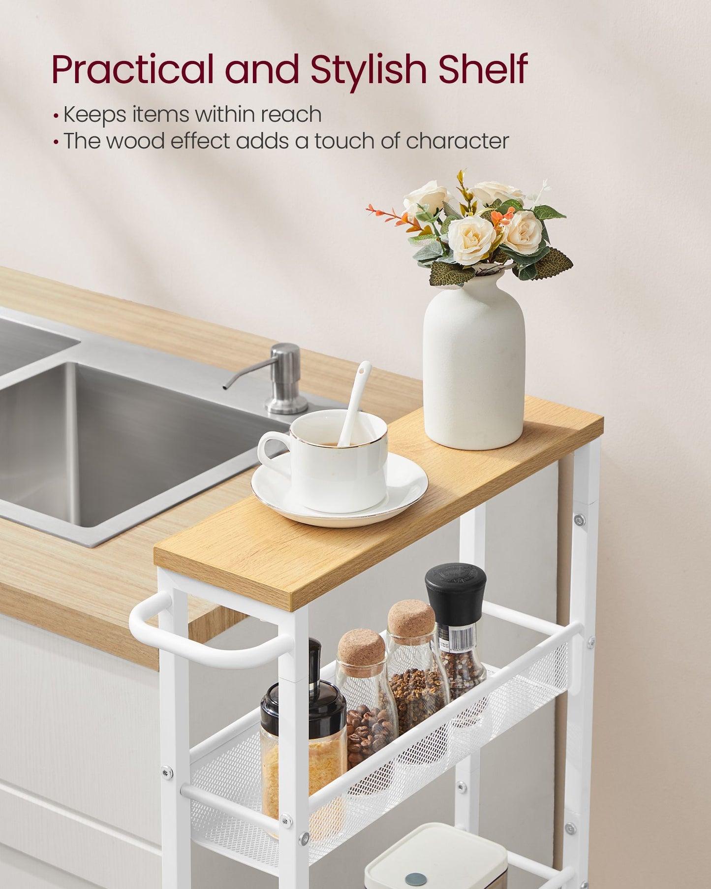 5-Tier Slim Rolling Storage Cart - HWLEXTRA 