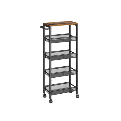 5-Tier Slim Rolling Cart Storage Cart - HWLEXTRA 
