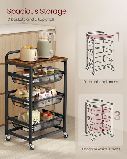 Storage Cart with Pull-Out Baskets
