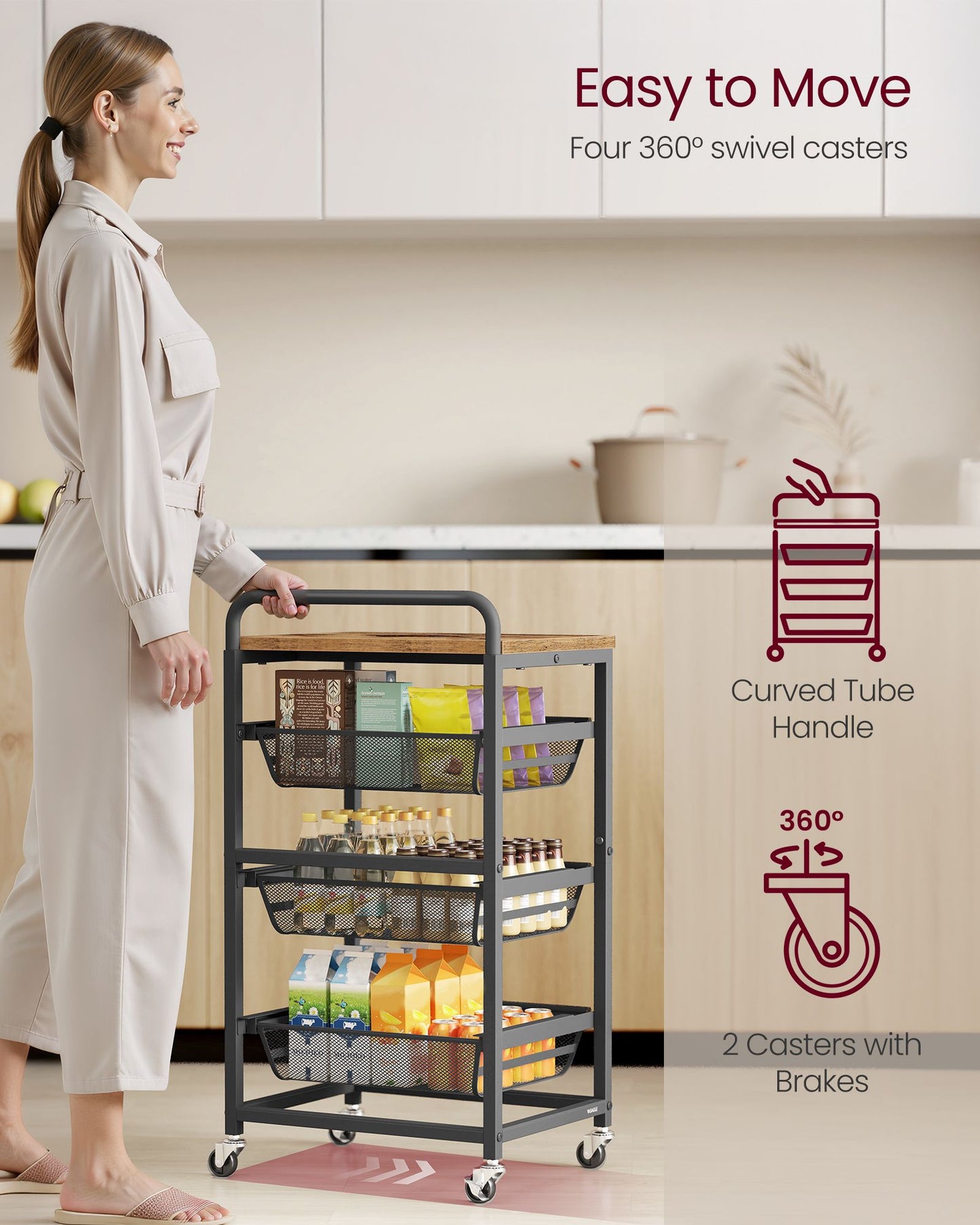 Storage Cart with Pull-Out Baskets