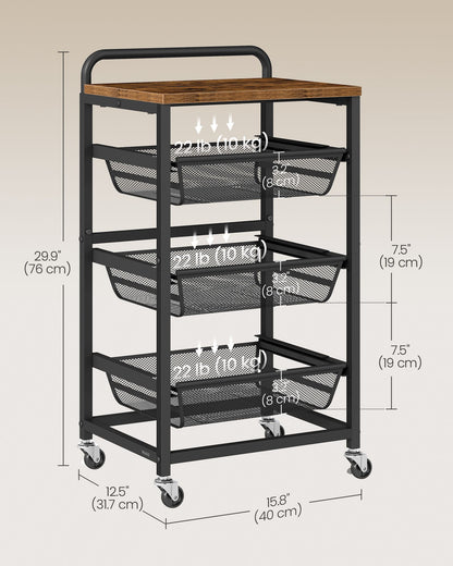 Storage Cart with Pull-Out Baskets