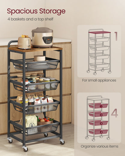 Storage Cart with Pull-Out Baskets
