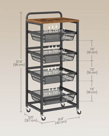 Storage Cart with Pull-Out Baskets
