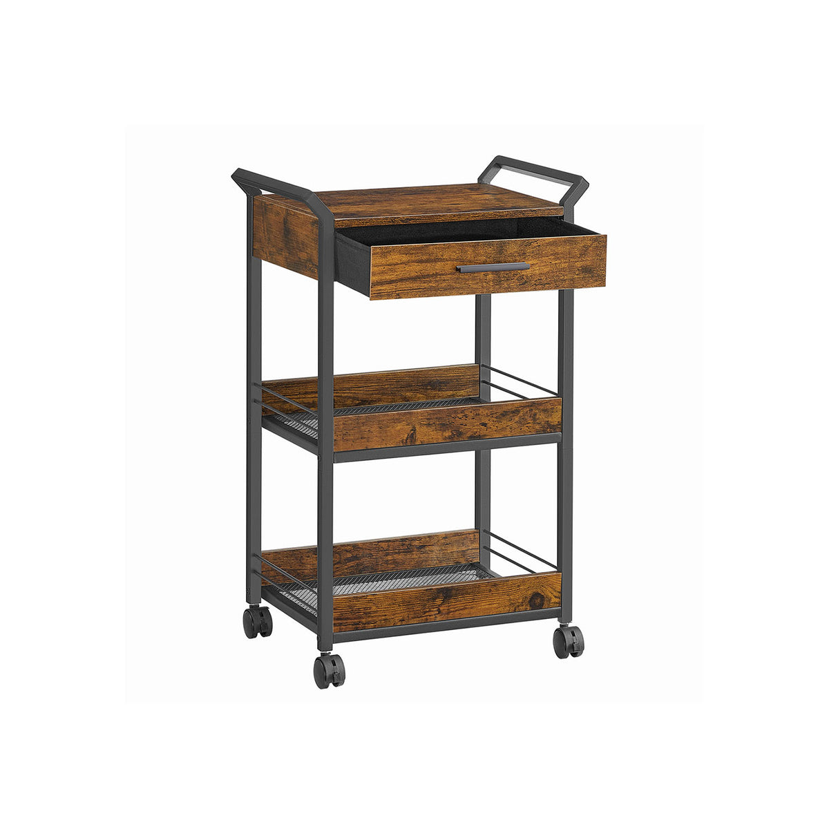 3-Tier Rolling Utility Cart with Table Top, Handles