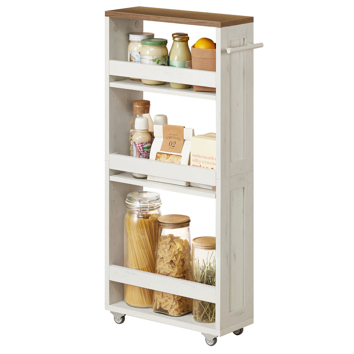 4-Tier Slide-Out Storage Cart, Slim Kitchen Cart for Small Spaces