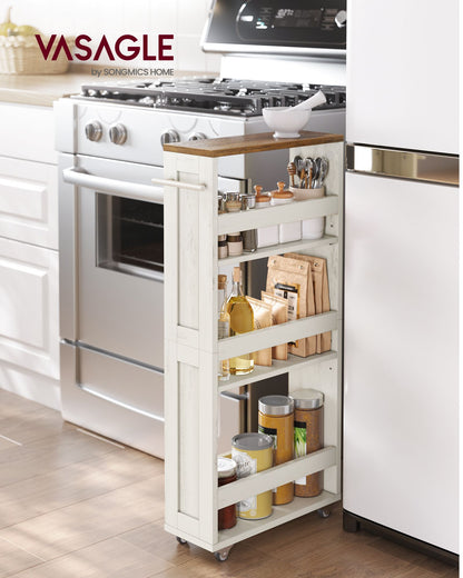 4-Tier Slide-Out Storage Cart, Slim Kitchen Cart for Small Spaces