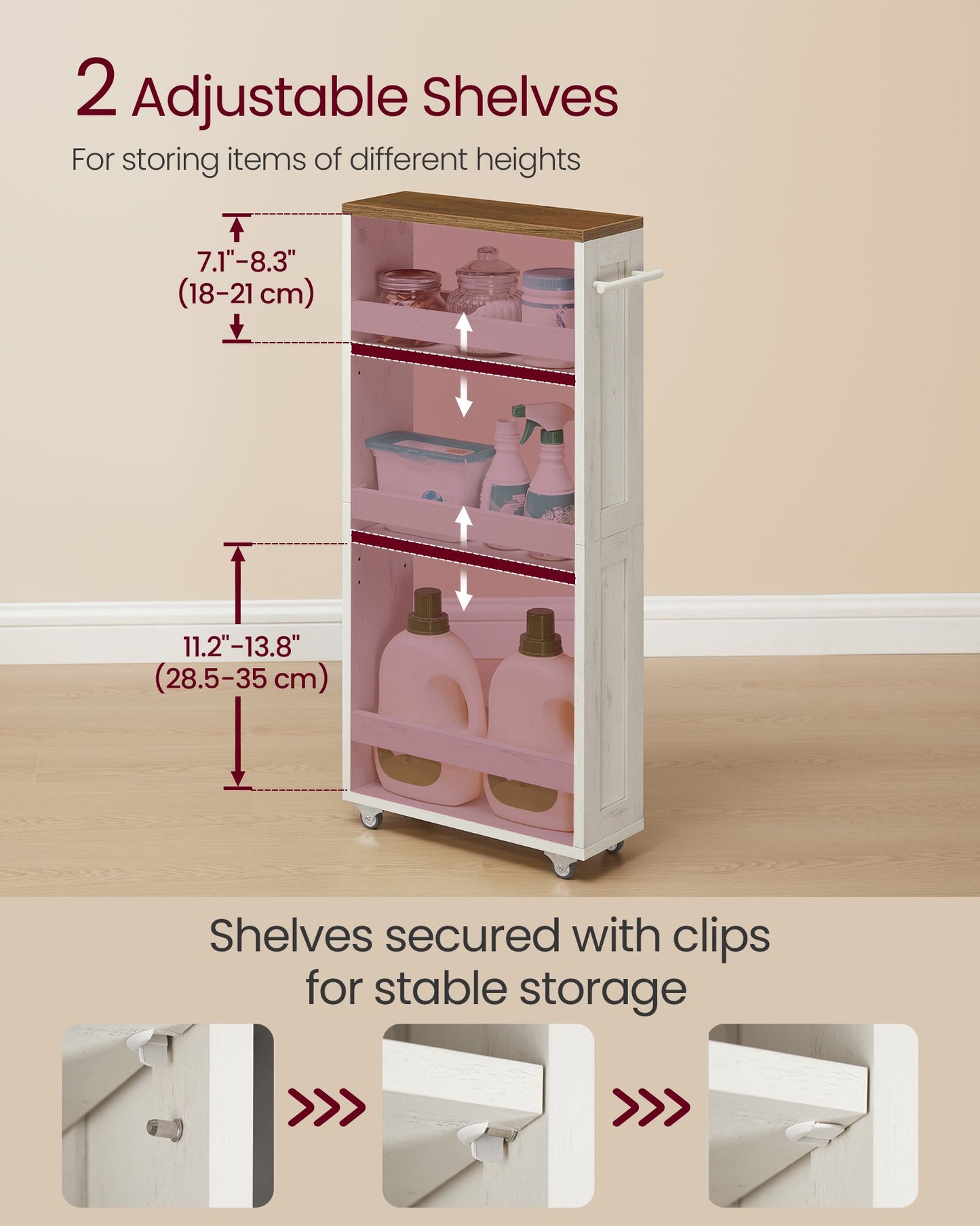 4-Tier Slide-Out Storage Cart, Slim Kitchen Cart for Small Spaces